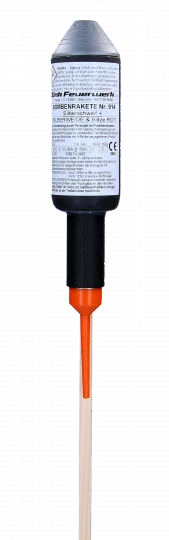 914 Bombenrakete Silberweide + Ring aus 8 roten Titanblitzen